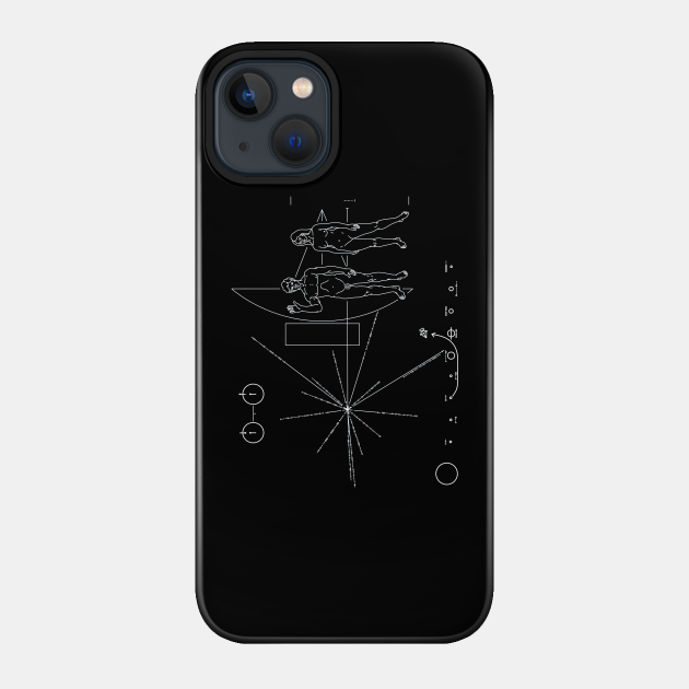 Nasa Pioneer Space Craft Plaque White Text on Black Alien Message - Pioneer Plaque - Phone Case