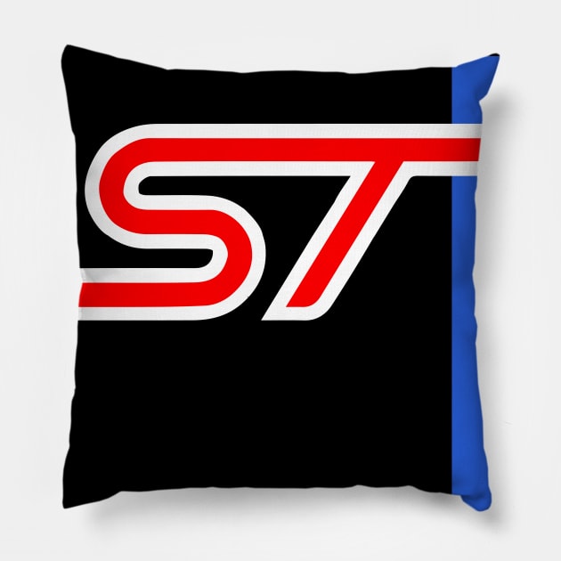 Ford ST - sports technologies performance blue racing stripe Pillow by cowtown_cowboy