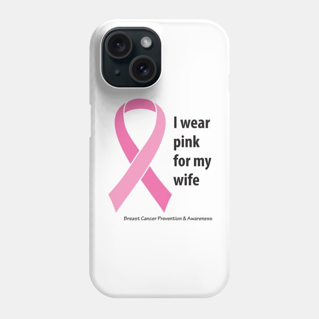 Breast cancer ribbon for wife, with black type Phone Case by Just Winging It Designs