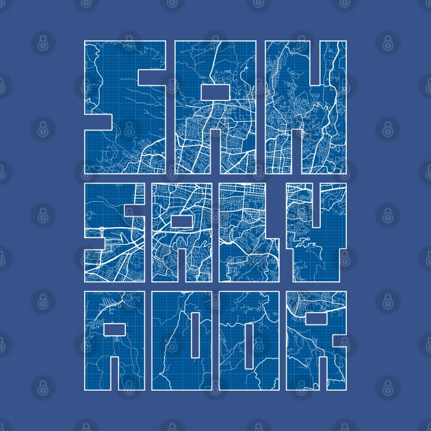 San Salvador, El Salvador Map Typography - Blueprint by deMAP Studio