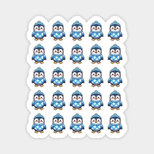 Cute Winter Penguins Pattern in Puffer Jackets Magnet