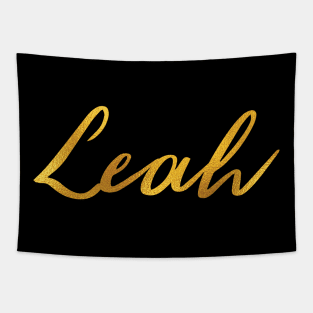 Leah Name Hand Lettering in Faux Gold Letters Tapestry