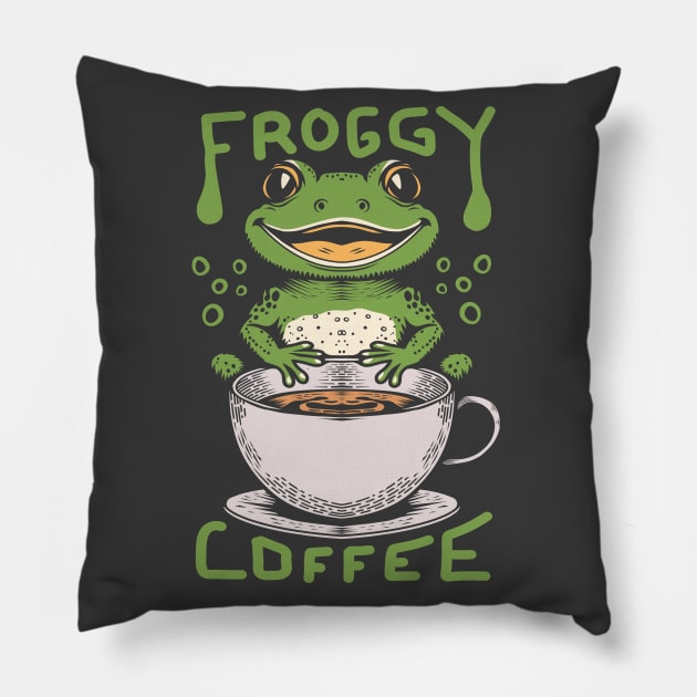 Frog and Coffee Pillow by milhad