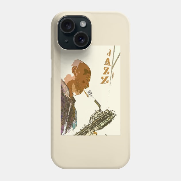 Saxophonist Jazz Poster Phone Case by cinema4design