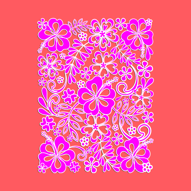 Hibiscus Pink and Purple Pattern by BluedarkArt