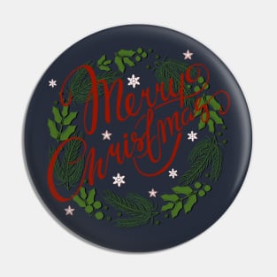 Merry Christmas Wreath Pin