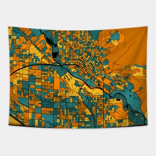 Boise Map Pattern in Orange & Teal Tapestry