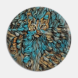 Abstract Colorful Cat Painting Pin