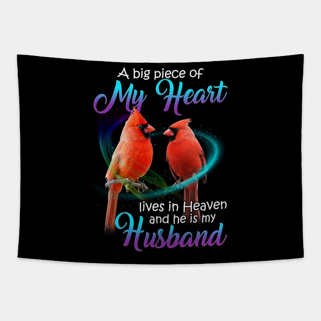 A Big Piece Of My Heart Lives In Heaven He Is My Husband Tapestry by DMMGear