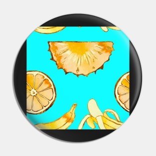 turquoise, blue, pineapple, banana, yellow, orange, juicy, fruit, glitter, gold, summer, pattern, funny, sunny, vivid, pink Pin