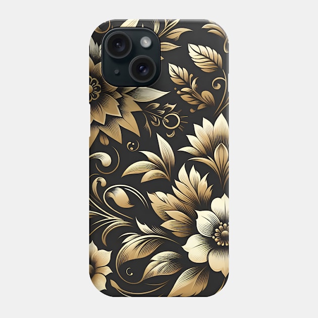 Gold Floral Illustration Phone Case by Jenni Arts