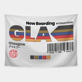 Vintage Glasgow GLA Airport Label Retro Travel Scotland Tapestry