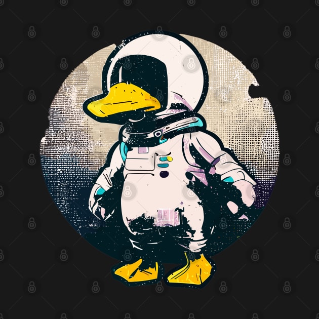 Street art retro Vintage space astronaut duck by TomFrontierArt