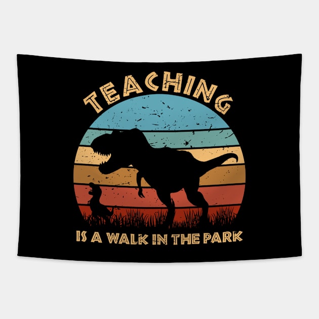 Teaching Is A Walk In The Park - Funny Trex Tapestry by BarkeranArt