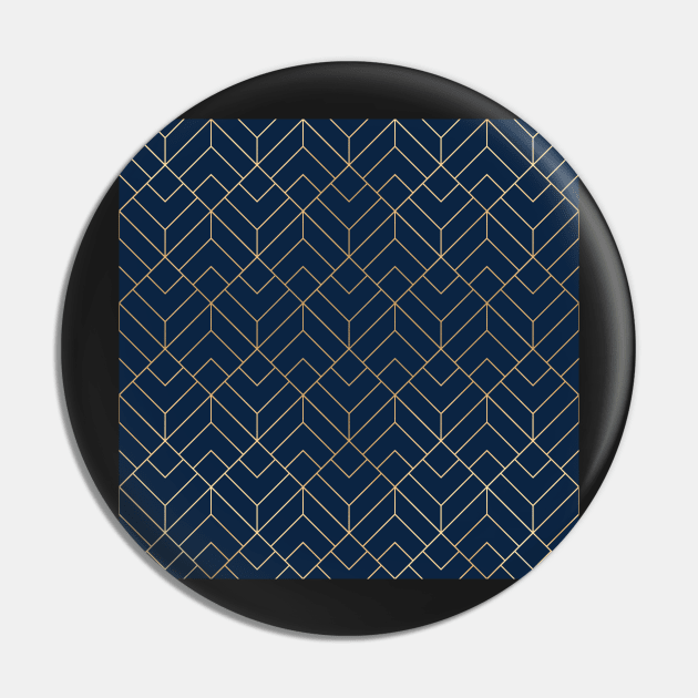 Gold & Navy Geo Pattern Pin by Blue-Banana