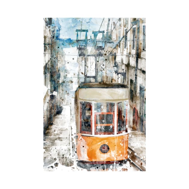 Lisbon Yellow Tram by Marian Voicu