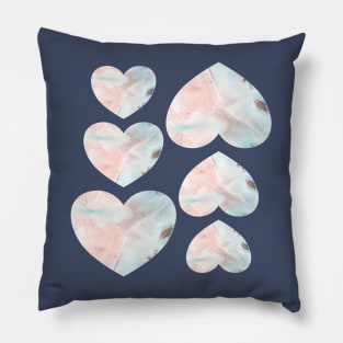 Romantic marble hearts Pillow
