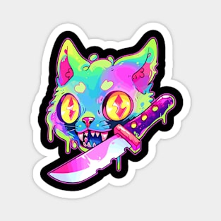 Psychedelic Rave Cat EDM Trippy Festival Magnet