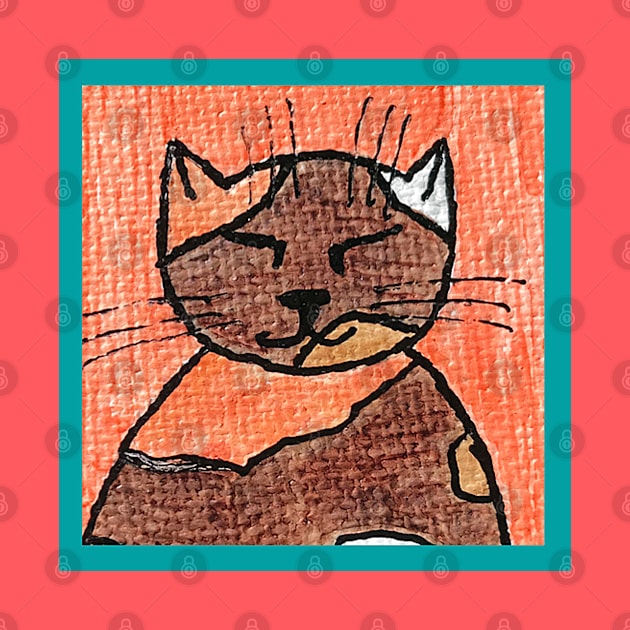 Whimsical Cat Portrait #15 by ErinBrieArt