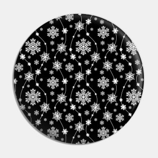 Bright Black and Winter White Snowflakes Pattern Pin