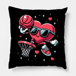 Funny Valentines Day Heart Basketball Player Pillow