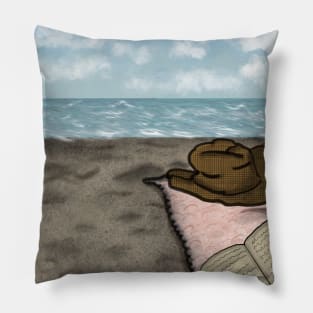 Reading in the seaside Pillow