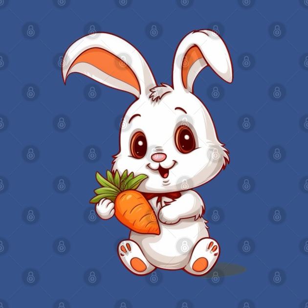 Cute Cartoon Bunny Rabbit with Carrot by EpicFoxArt