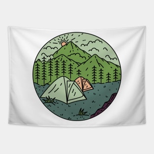 Adventure Camp Monoline Tapestry