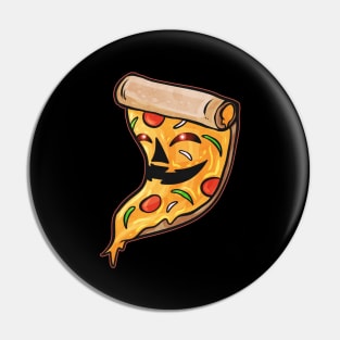 Evil Jack O Lantern Pizza Slice Halloween Pin