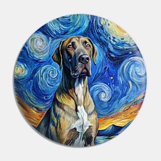 Great Dane Dog Breed Painting in a Van Gogh Starry Night Art Style Pin