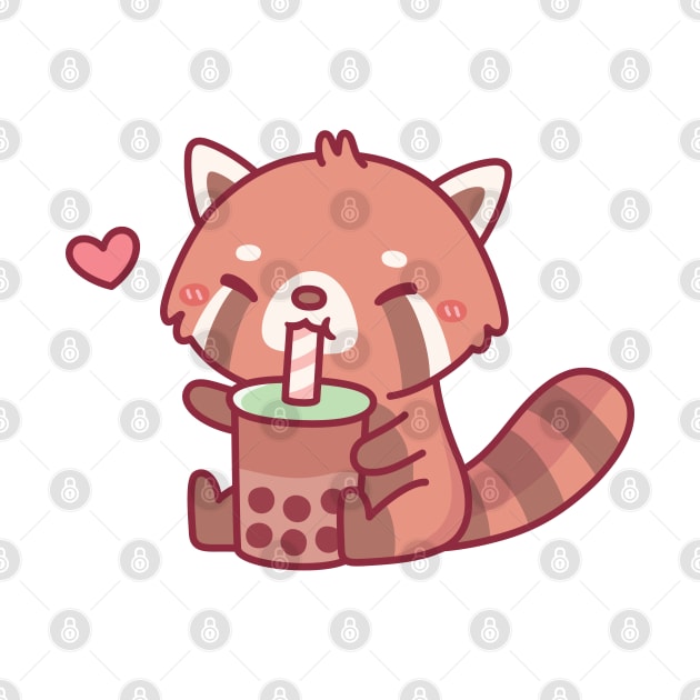 Cute Red Panda Loves Drinking Bubble Tea by rustydoodle