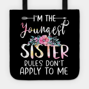 I Am The Youngest - The Rules Don't Apply To Me Tees Floral Tote