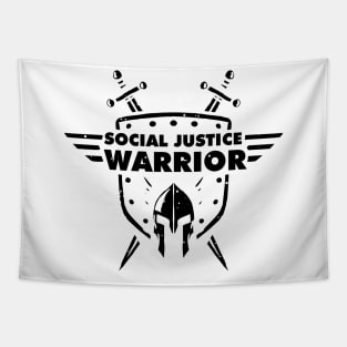 Social Justice Warrior (SJW) - funny shield, helmet and swords warrior Tapestry