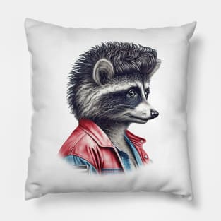 80s Raccoon With Mullet Pillow