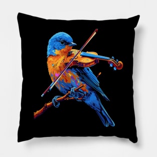 Eastern Bluebird Playing Violin Pillow