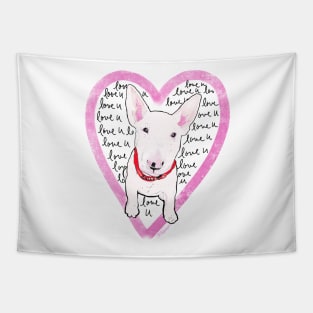 Love U Bully Bull Terrier Tapestry