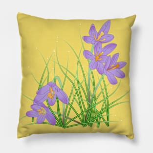 Crocus Flowers on Yellow Pillow