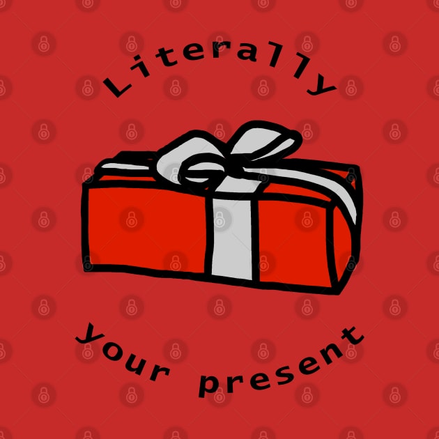 Literally Your Present Red Gift Box Christmas by ellenhenryart