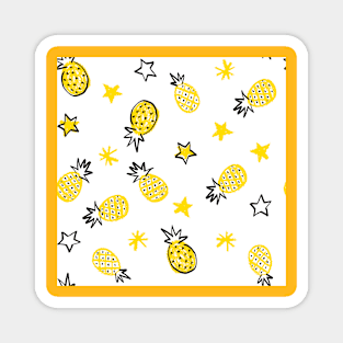 White Starry Pineapples Magnet