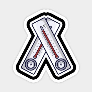 Celsius Meteorology Thermometer Sticker vector illustration. Health and medical object icon concept. Thermometer for measuring heat and cold winter temperature sticker design icons with shadow. Magnet