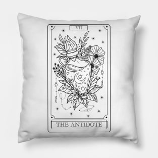 The Antidote Card - Tarot Card - Black Version Pillow