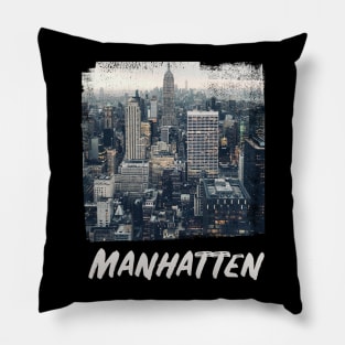 Manhattan Skyline Grunge Style Gift Pillow
