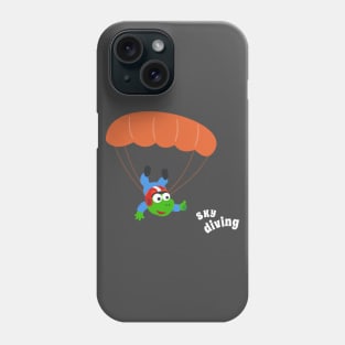 cartoon illustration of skydiving with litlle dinosaur Phone Case