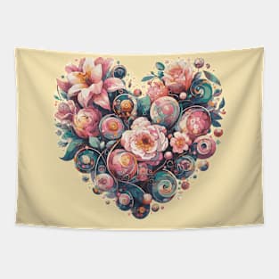 Flowers in a Heart for Mom Tapestry