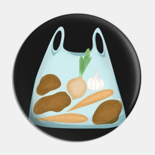 Transparent plastic bag with vegetables Pin