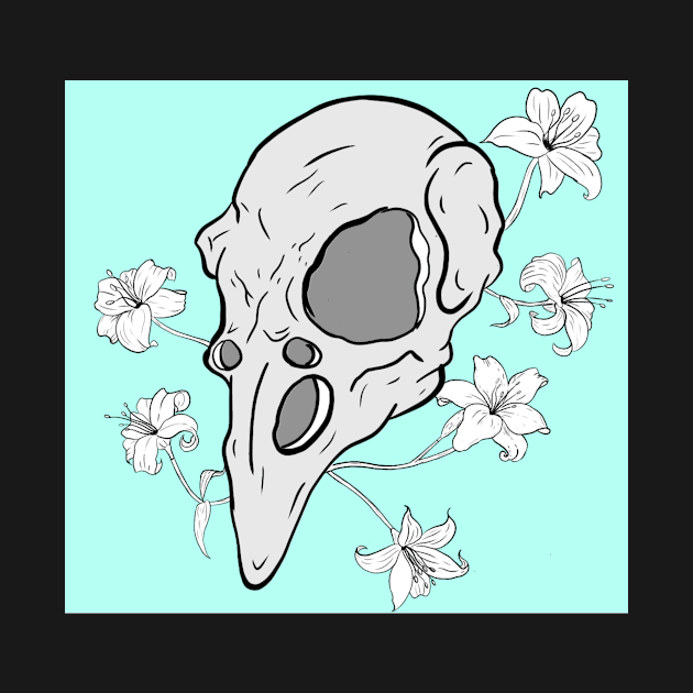 Floral bird skull by Teddyxx