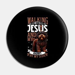 Jesus and dog - French Water Dog Pin