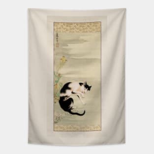 Cat Among Spring Flowers Tapestry