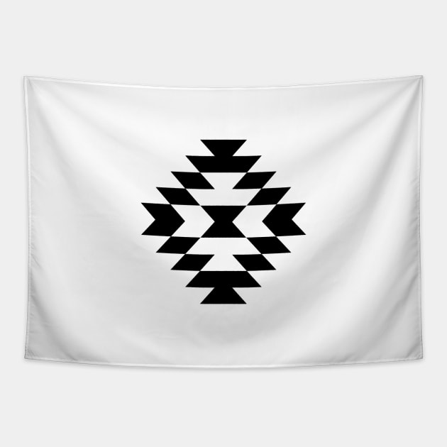 Aztec Stylized Symbol Black and White Tapestry by NataliePaskell