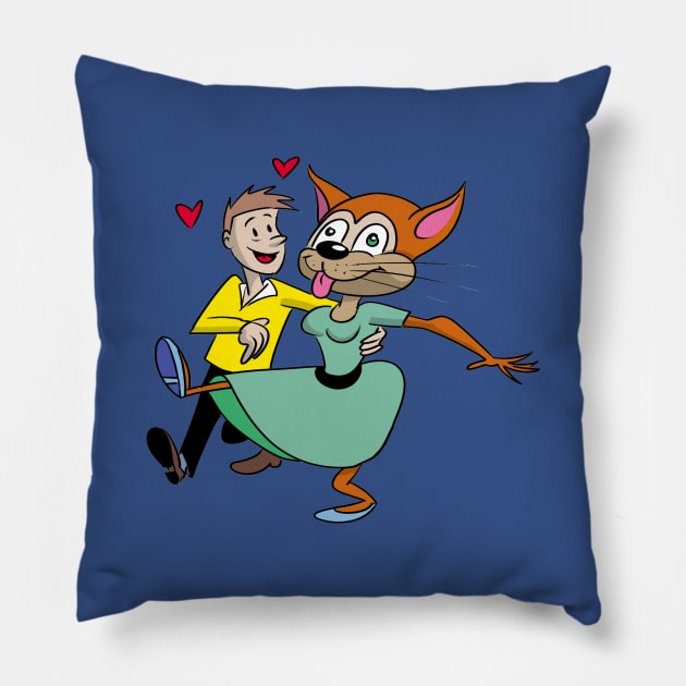 Cat Date Pillow by brightredrocket